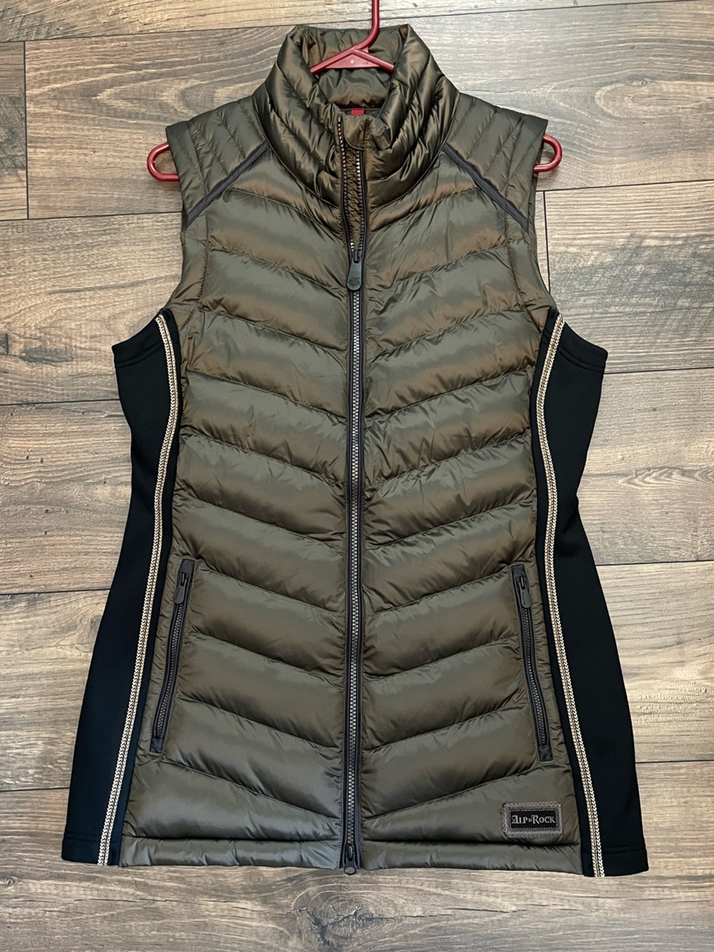 Alp N Rock Olive Quilted Puffer Vest with Black Side Panels - Picture 3 of 8